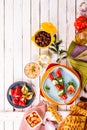 Colorful Mediterranean Appetizers on Picnic Table