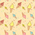 Colorful melting ice-cream seamless pattern Royalty Free Stock Photo