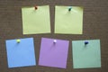 A colorful memo notes on a notice cork board.Copy space for text,logo Royalty Free Stock Photo