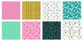 Colorful memphis seamless patterns. Fashion 80s mosaic texture, color retro textures and geometric lines and dots