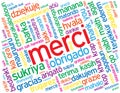 Colorful MERCI card with translations into many languages Royalty Free Stock Photo