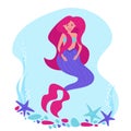 Colorful mermaid in flat style