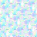 Colorful mermaid seamless pattern with holographic effect. Iridescent mermaid background.