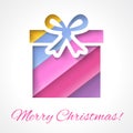 Colorful Merry Christmas greeting card with gift