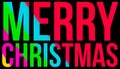 Colorful merry Christmas greeting text isolated black background