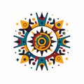 Colorful Mesoamerican-inspired Cosmos Icon With Bold Graphic Illustrations Royalty Free Stock Photo