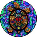 Colorful Mesoamerican Turtle for UV tattoo design