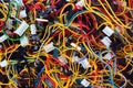 Colorful mess of cables wires and connectors Royalty Free Stock Photo