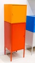 Colorful metal cabinets againt the white wall Royalty Free Stock Photo