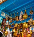 Colorful Metal Lamps, Arabic Handicraft, Tunis Medina Royalty Free Stock Photo