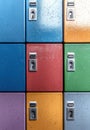 Colorful metal lockers with locks Royalty Free Stock Photo