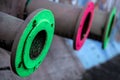 Colorful metal pipes outdoors