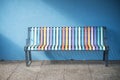 Colorful metallic bench in the street