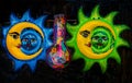 Colorful Mexican Ceramic Sun Moon Face Handicraft Oaxaca Juarez Mexico Royalty Free Stock Photo