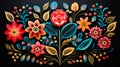 Colorful Mexican Floral Handdrawn Paper Art With Realistic Detail