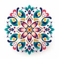 Colorful Mexican Folklore-inspired Flower On White Background