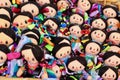 Colorful Mexican handmade traditional dolls in street market Royalty Free Stock Photo