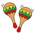 Colorful mexican instrument maracas on a white background. Flat style. Isolated object Royalty Free Stock Photo