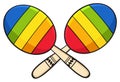 Colorful Mexican Maracas Crossed. Vector Illustration