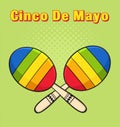 Colorful Mexican Maracas Crossed. Vector Illustration