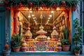 Colorful mexican pottery shop front display with ornate ceramic pots and vibrant decorations Royalty Free Stock Photo