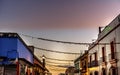 Colorful Mexican Red Yellow Illuminated Street Evening Oaxaca Juarez Mexico Royalty Free Stock Photo