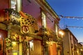 Colorful Mexican Red Yellow Street Oaxaca Evening Juarez Mexico Royalty Free Stock Photo