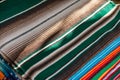 Colorful Mexican serapes hang in row. Royalty Free Stock Photo