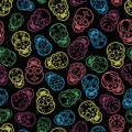 Colorful mexican skulls seamless pattern Royalty Free Stock Photo