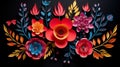 Colorful Mexican Style Paper Cutout Bouquet On Black Background