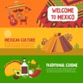 Colorful mexico horizontal banners with mexican cuisine cultural traditional