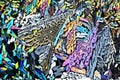 Colorful micro crystals in polarized light. Photo through a microscope Royalty Free Stock Photo