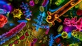 Colorful Microorganisms Under Microscope. Generative ai Royalty Free Stock Photo