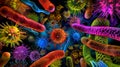 Colorful Microorganisms Under Microscope. Generative ai Royalty Free Stock Photo