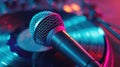 The Colorful Microphone and Vinyl. AI generated Royalty Free Stock Photo