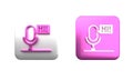 Colorful Microphone voice device icon isolated on white background. Microphone interpreter and alphabet letters. Square