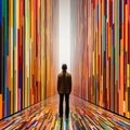 Colorful Mindscape: A Monumental Passage In A Striped Room