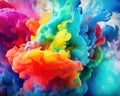 Colorful mindscape with a rnbow colored cloud of acrylic ink in water. Royalty Free Stock Photo