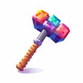 Colorful Minecraft Hammer: Charming Fantasy Realism Icon