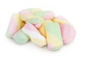 Colorful mini marshmallows isolated on white background with full depth of field Royalty Free Stock Photo