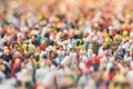 Colorful miniature crowd. Multiracial gathering of people