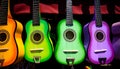 Colorful Mexican guitars on display