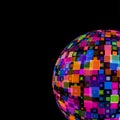 Colorful Mirror Disco Ball on black background template for party club, Events, celebrations, anniversaries vector