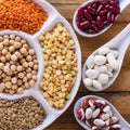 Colorful mix from different beans, legumes, peas, lentils. Royalty Free Stock Photo