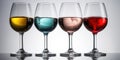 Colorful Mix Four Glasses with Vibrant Liquids Royalty Free Stock Photo