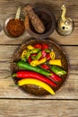Colorful mix of the freshest and hottest chili peppers Royalty Free Stock Photo