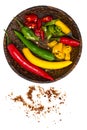 Colorful mix of the freshest and hottest chili peppers