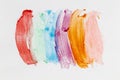 Colorful mix water color paint brush stroke bleeding water colors