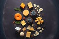 Mixed cheese platter sliced different cheeses Royalty Free Stock Photo