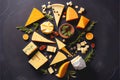 Mixed cheese platter sliced different cheeses Royalty Free Stock Photo